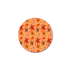 Orange Brown Leaves Golf Ball Marker by designsbymallika