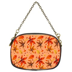 Orange Brown Leaves Chain Purse (one Side)