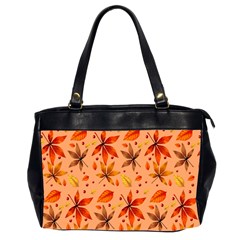 Orange Brown Leaves Oversize Office Handbag (2 Sides) by designsbymallika