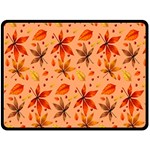 Orange Brown Leaves Fleece Blanket (Large)  80 x60  Blanket Front