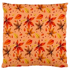 Orange Brown Leaves Standard Flano Cushion Case (one Side) by designsbymallika