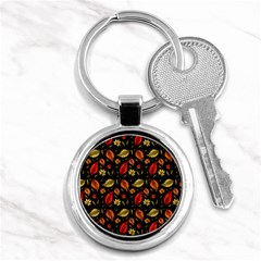 Golden Orange Leaves Key Chain (round) by designsbymallika