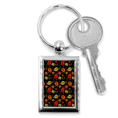 Golden Orange Leaves Key Chain (rectangle) by designsbymallika