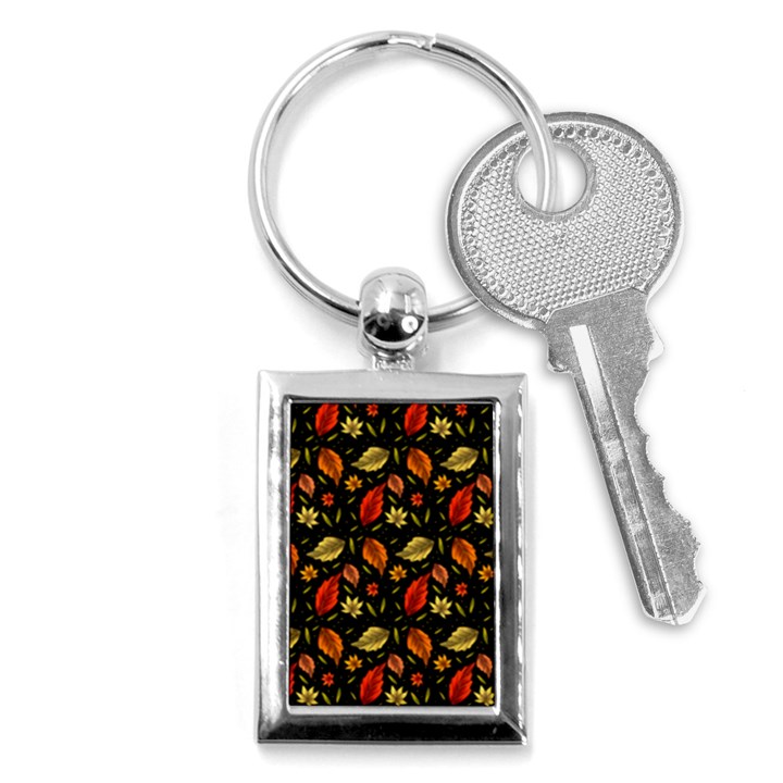 Golden Orange Leaves Key Chain (Rectangle)