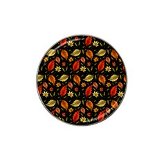 Golden Orange Leaves Hat Clip Ball Marker (4 Pack) by designsbymallika