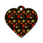 Golden Orange Leaves Dog Tag Heart (Two Sides) Back