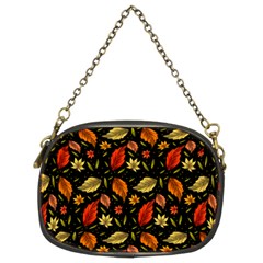 Golden Orange Leaves Chain Purse (two Sides) by designsbymallika