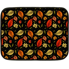 Golden Orange Leaves Fleece Blanket (mini) by designsbymallika