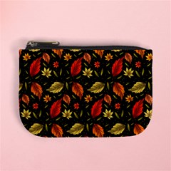 Golden Orange Leaves Mini Coin Purse by designsbymallika