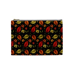 Golden Orange Leaves Cosmetic Bag (medium) by designsbymallika