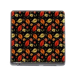 Golden Orange Leaves Memory Card Reader (square 5 Slot) by designsbymallika