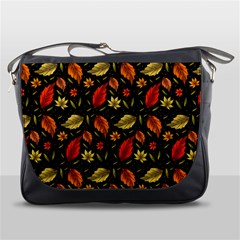 Golden Orange Leaves Messenger Bag by designsbymallika