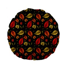 Golden Orange Leaves Standard 15  Premium Round Cushions by designsbymallika