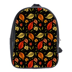 Golden Orange Leaves School Bag (xl) by designsbymallika