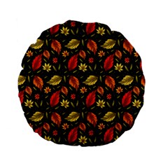 Golden Orange Leaves Standard 15  Premium Flano Round Cushions by designsbymallika