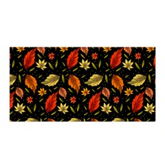 Golden Orange Leaves Satin Wrap by designsbymallika