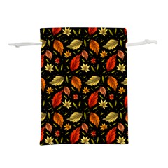 Golden Orange Leaves Lightweight Drawstring Pouch (l) by designsbymallika