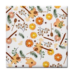 Honey Bee Pattern Tile Coaster by designsbymallika