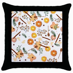 Honey Bee Pattern Throw Pillow Case (black) by designsbymallika