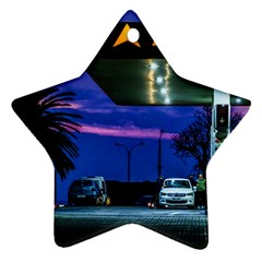 Night Scene Gas Station Building, Montevideo, Uruguay Star Ornament (two Sides) by dflcprintsclothing