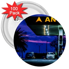 Night Scene Gas Station Building, Montevideo, Uruguay 3  Buttons (100 Pack)  by dflcprintsclothing