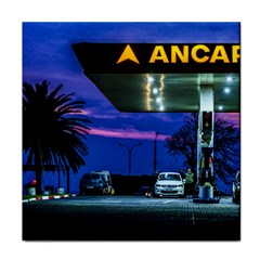 Night Scene Gas Station Building, Montevideo, Uruguay Face Towel by dflcprintsclothing