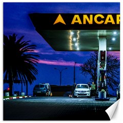 Night Scene Gas Station Building, Montevideo, Uruguay Canvas 12  X 12  by dflcprintsclothing