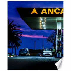 Night Scene Gas Station Building, Montevideo, Uruguay Canvas 16  X 20  by dflcprintsclothing