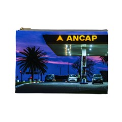 Night Scene Gas Station Building, Montevideo, Uruguay Cosmetic Bag (large) by dflcprintsclothing