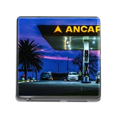 Night Scene Gas Station Building, Montevideo, Uruguay Memory Card Reader (square 5 Slot) by dflcprintsclothing