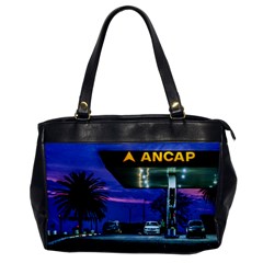 Night Scene Gas Station Building, Montevideo, Uruguay Oversize Office Handbag by dflcprintsclothing