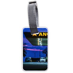 Night Scene Gas Station Building, Montevideo, Uruguay Luggage Tag (one Side) by dflcprintsclothing