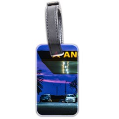 Night Scene Gas Station Building, Montevideo, Uruguay Luggage Tag (two Sides) by dflcprintsclothing