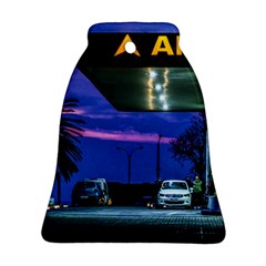 Night Scene Gas Station Building, Montevideo, Uruguay Bell Ornament (two Sides) by dflcprintsclothing