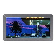 Night Scene Gas Station Building, Montevideo, Uruguay Memory Card Reader (mini)