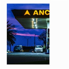 Night Scene Gas Station Building, Montevideo, Uruguay Large Garden Flag (two Sides) by dflcprintsclothing