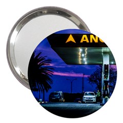 Night Scene Gas Station Building, Montevideo, Uruguay 3  Handbag Mirrors by dflcprintsclothing