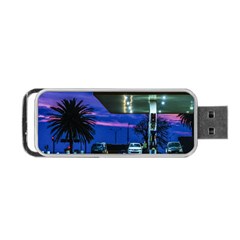 Night Scene Gas Station Building, Montevideo, Uruguay Portable Usb Flash (one Side) by dflcprintsclothing