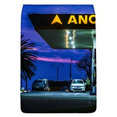 Night Scene Gas Station Building, Montevideo, Uruguay Removable Flap Cover (l) by dflcprintsclothing