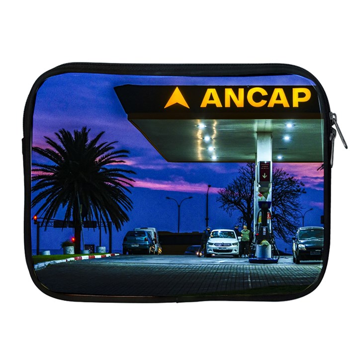 Night Scene Gas Station Building, Montevideo, Uruguay Apple iPad 2/3/4 Zipper Cases