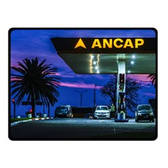 Night Scene Gas Station Building, Montevideo, Uruguay Double Sided Fleece Blanket (small)  by dflcprintsclothing