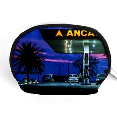 Night Scene Gas Station Building, Montevideo, Uruguay Accessory Pouch (medium)