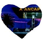 Night Scene Gas Station Building, Montevideo, Uruguay Large 19  Premium Flano Heart Shape Cushions Front