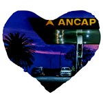 Night Scene Gas Station Building, Montevideo, Uruguay Large 19  Premium Flano Heart Shape Cushions Back