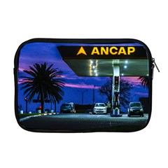 Night Scene Gas Station Building, Montevideo, Uruguay Apple Macbook Pro 17  Zipper Case by dflcprintsclothing