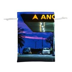 Night Scene Gas Station Building, Montevideo, Uruguay Lightweight Drawstring Pouch (m) by dflcprintsclothing