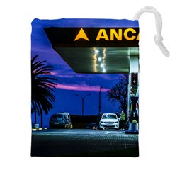 Night Scene Gas Station Building, Montevideo, Uruguay Drawstring Pouch (4xl)