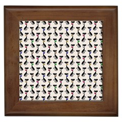 Lady Cat Pattern, Cute Cats Theme, Feline Design Framed Tile by Casemiro