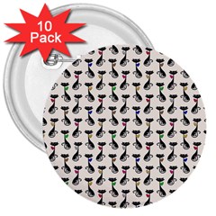 Lady Cat Pattern, Cute Cats Theme, Feline Design 3  Buttons (10 Pack)  by Casemiro