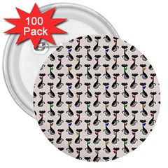 Lady Cat Pattern, Cute Cats Theme, Feline Design 3  Buttons (100 Pack)  by Casemiro